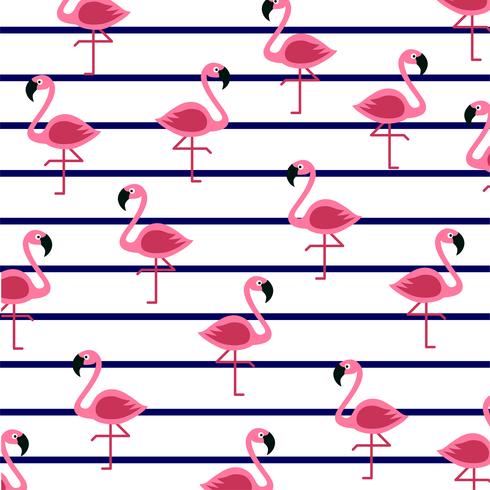 Flamingos on marine stripes.  vector