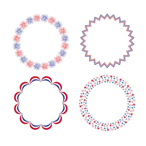 red white blue circle frames vector