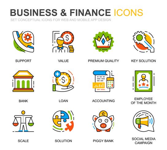 Simple Set Business and Finance Line Icons for Website and Mobile Apps vector