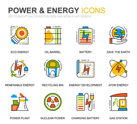 Simple Set Power Industry and Energy Line Icons for Website and Mobile Apps vector