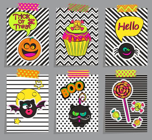 Set of stylish halloween cards. vector