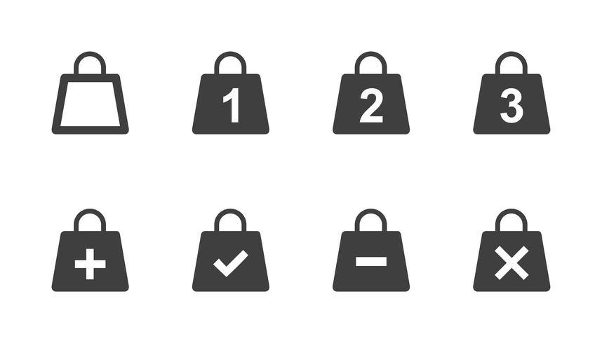 Vector conjunto de iconos de bolsa de compras