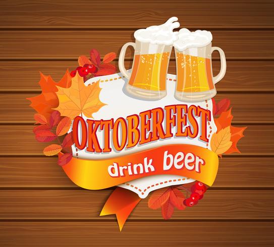 Octoberfest vintage frame with beer. vector