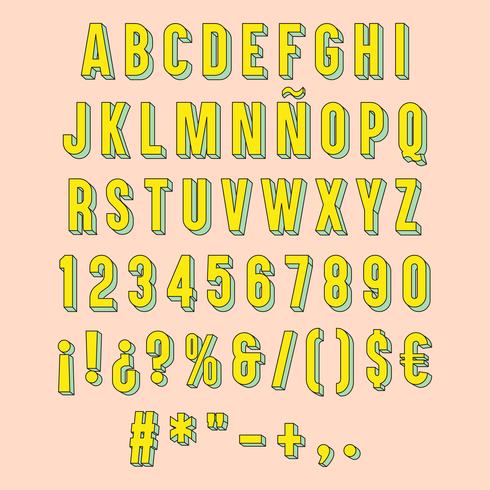 Yellow 3D Typography isolated. vector
