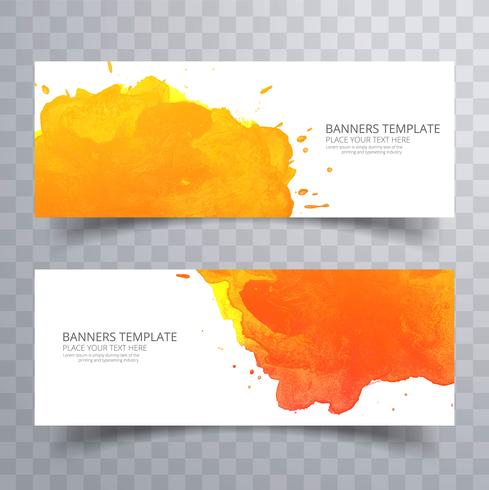 Elegante conjunto de banners de acuarela de colores vector