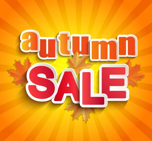 Autumn sale lettering with leaves. vector