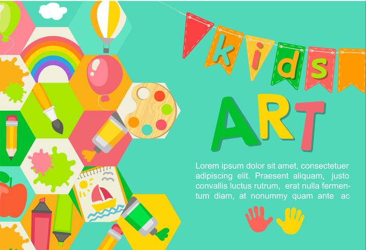 Themed Kids art poster. vector