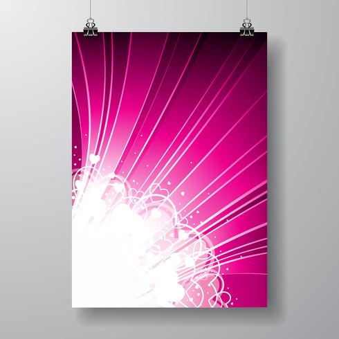 Valentines Day illustration on violet background. vector