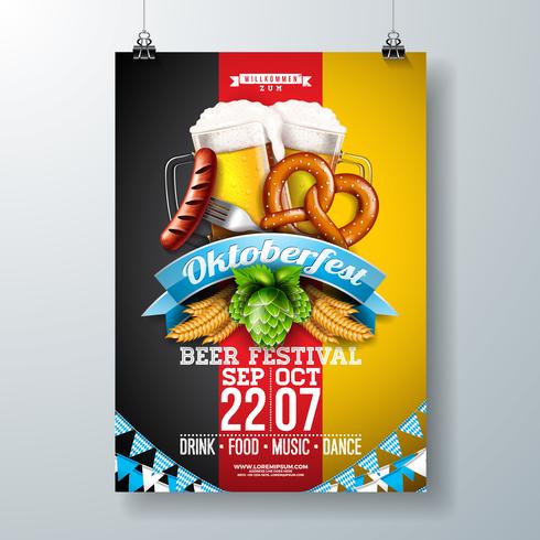 Ilustración del cartel de la fiesta Oktoberfest vector