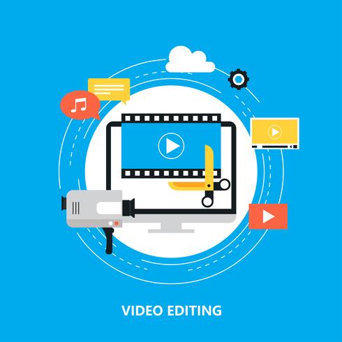 Video editing, video production, montage flat vector illustration design