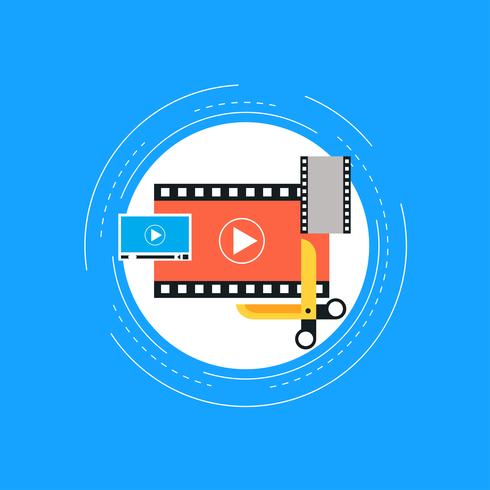 Video editing, video production, montage flat vector illustration design