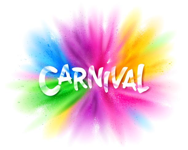 Título de carnaval con explosión de colores. vector