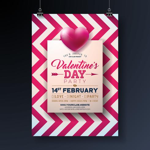 Valentines Day Party Flyer Design  vector