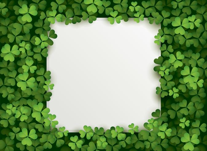 Clover leaves background with blank card vector