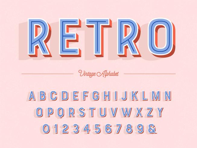 3D Inline Retro Alphabet vector