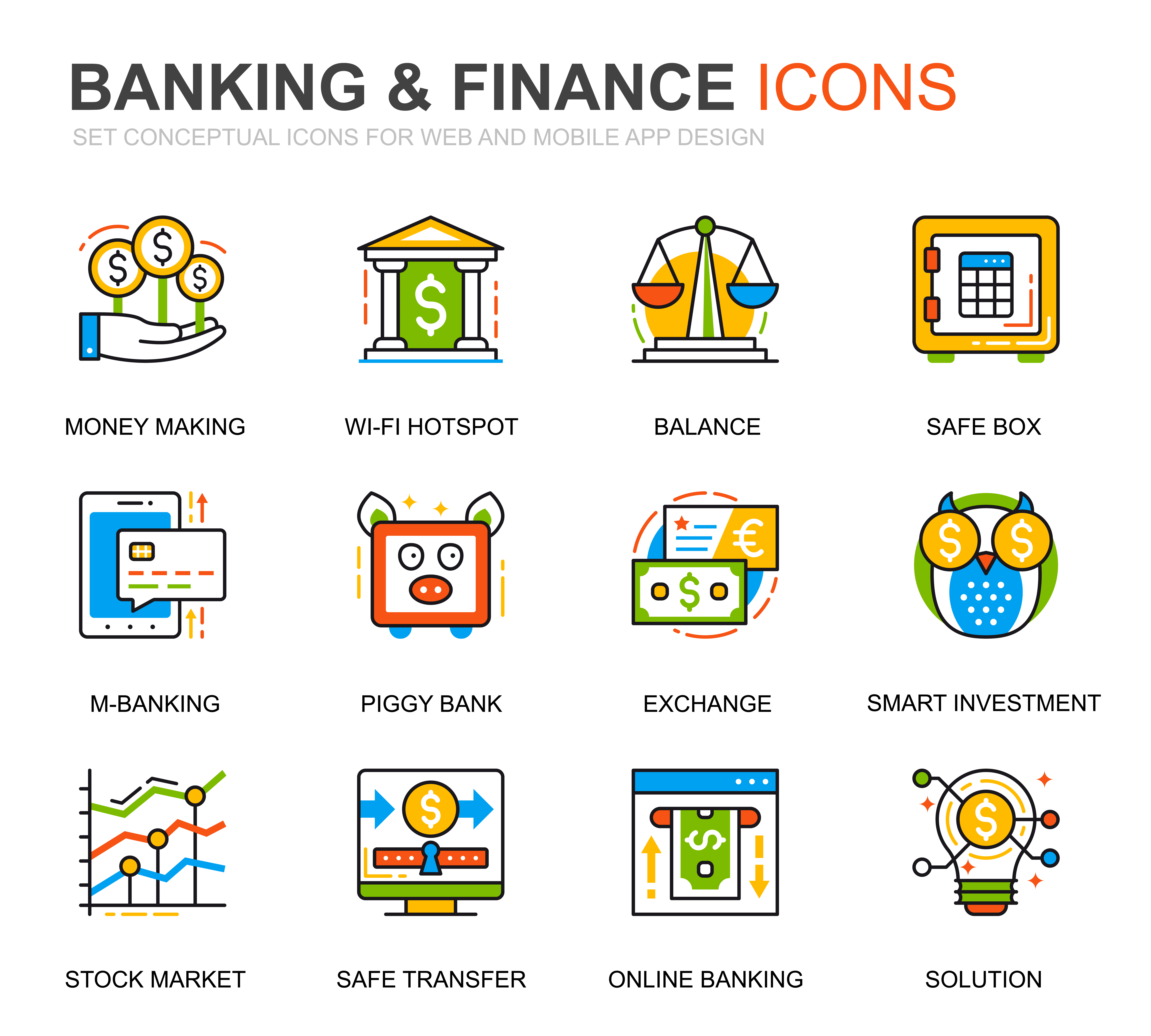 Simple Set Banking And Finance Line Icons For Website And Mobile Apps