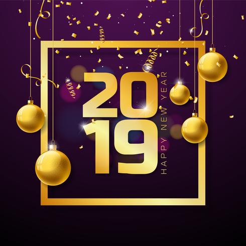 2019 Happy New Year illustration  vector