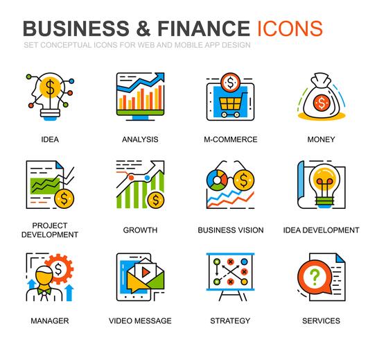 Simple Set Business and Finance Line Icons for Website and Mobile Apps vector