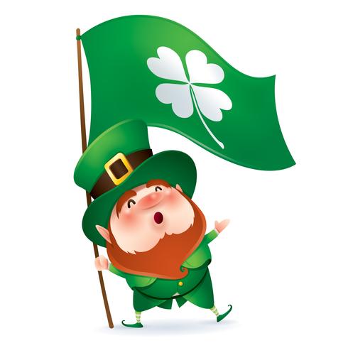 cartoon character of leprechaun in green cylinder hat vector