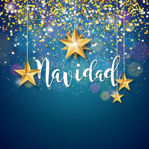 Ilustración de Navidad con tipografía Feliz Navidad vector