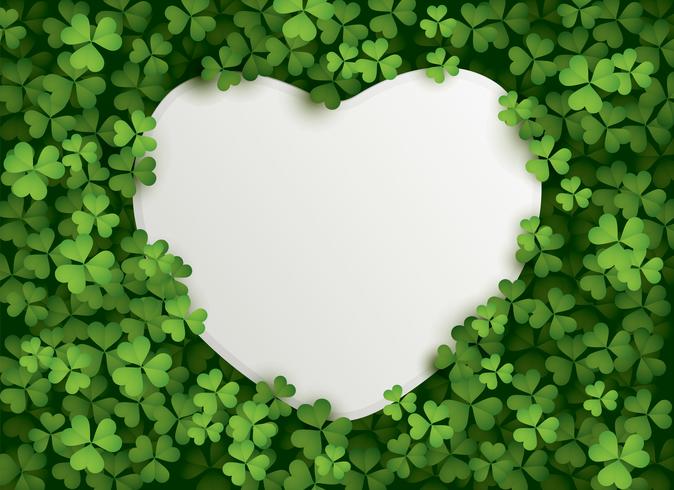 Clover leaf background with heart card vector