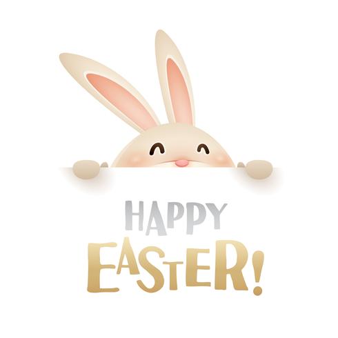 Easter bunny with big sign vector