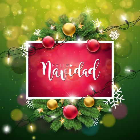 Christmas Illustration with Feliz Navidad  vector