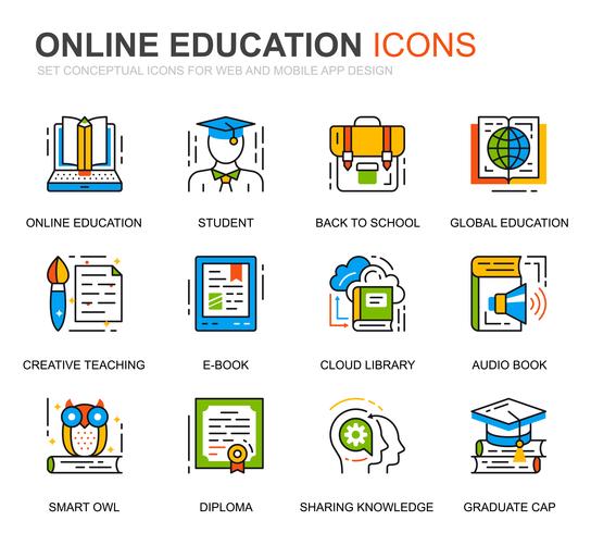 Simple Set Education and Knowledge Line Icons for Website  vector