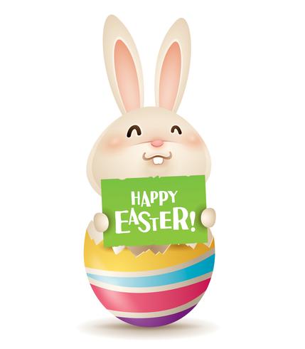 Easter bunny with a sign vector