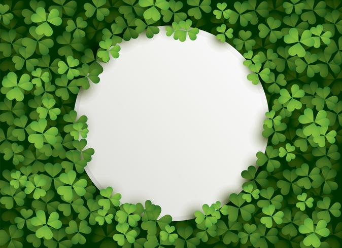 Clover leaves background with blank card vector