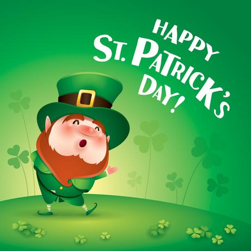 cartoon leprechaun in green top hat vector