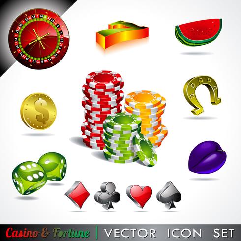 Colección de iconos con un tema de casino y fortuna. vector