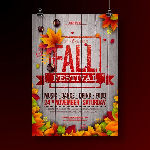 Fall Festival Party Flyer Illustration  vector