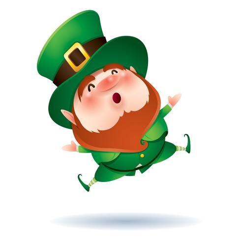 cartoon leprechaun in green top hat vector