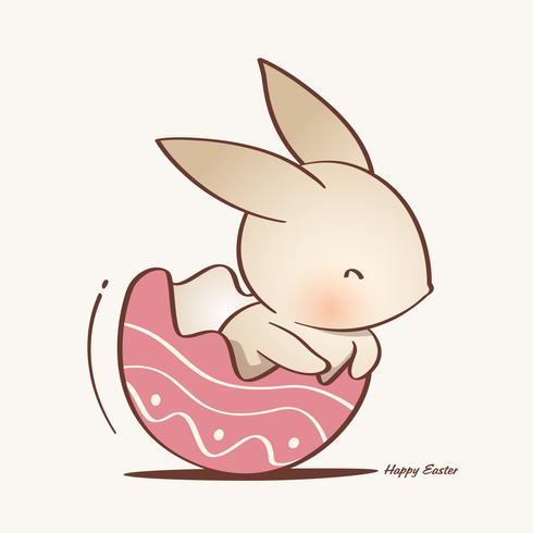 bunny inside a cracked easter egg. vector