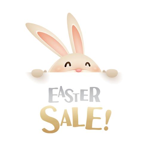 Easter bunny with big sign vector