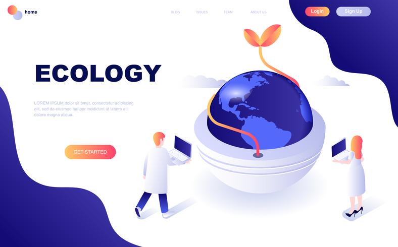 Modern flat design isometric concept of Ecology Earth  vector