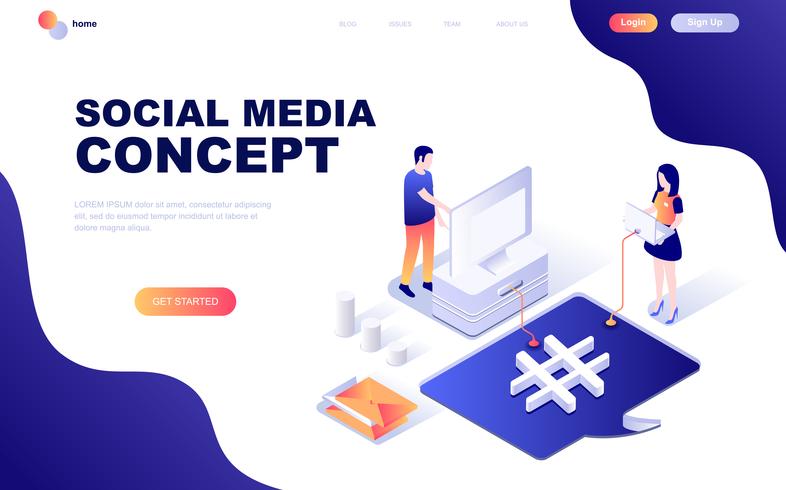 Modern flat design isometric concept of Social Media  vector