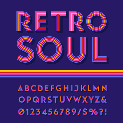 Colorful Retro Stripes Alphabet vector