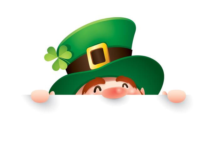 cartoon leprechaun in green top hat vector