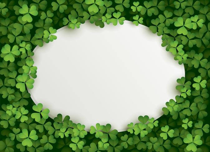 Clover leaves background with blank card vector