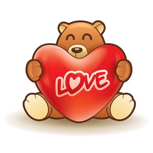 Teddy bear hugging a heart vector