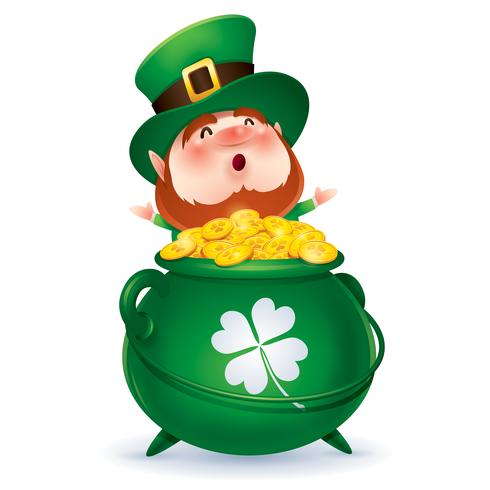 cartoon leprechaun in green top hat vector