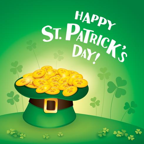 leprechaun top hat with gold coins vector