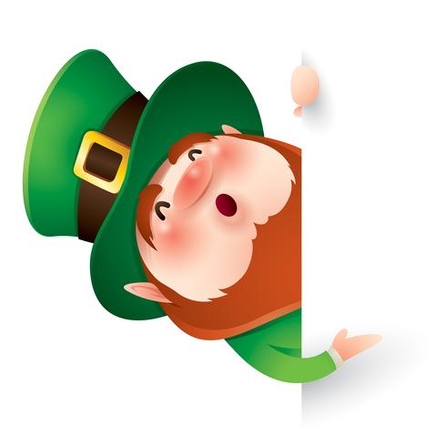 cartoon leprechaun in green top hat vector