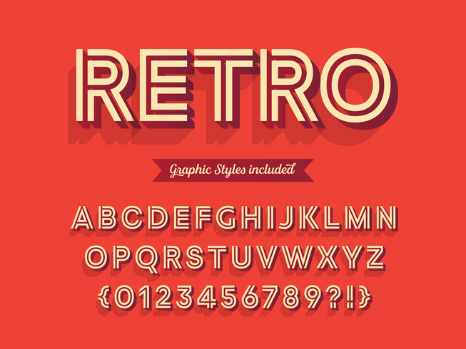 Bold 3D Retro Alphabet vector