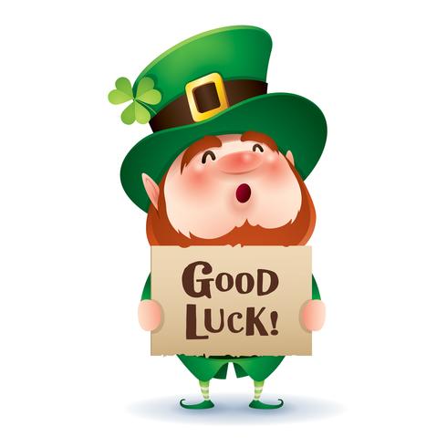 cartoon leprechaun in green top hat vector