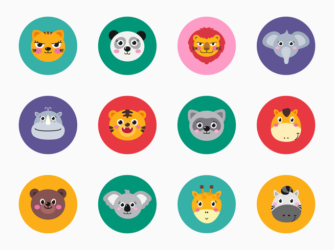 Cartoon Wildlife Animal Faces vector