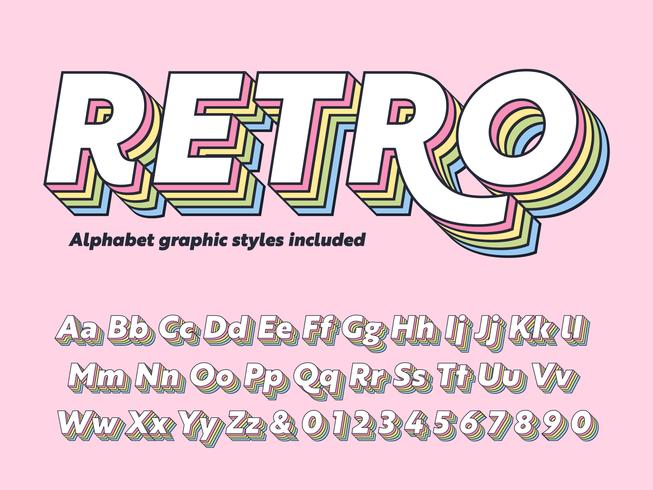 Layered Retro Alphabet Vector