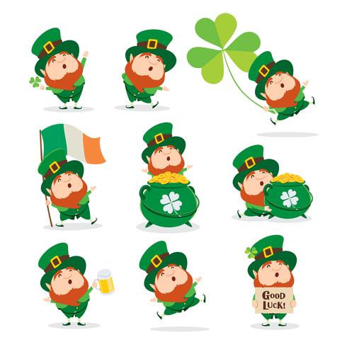 set of cartoon leprechauns vector